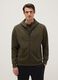 Regular fit green hoodie with front zip collar_1