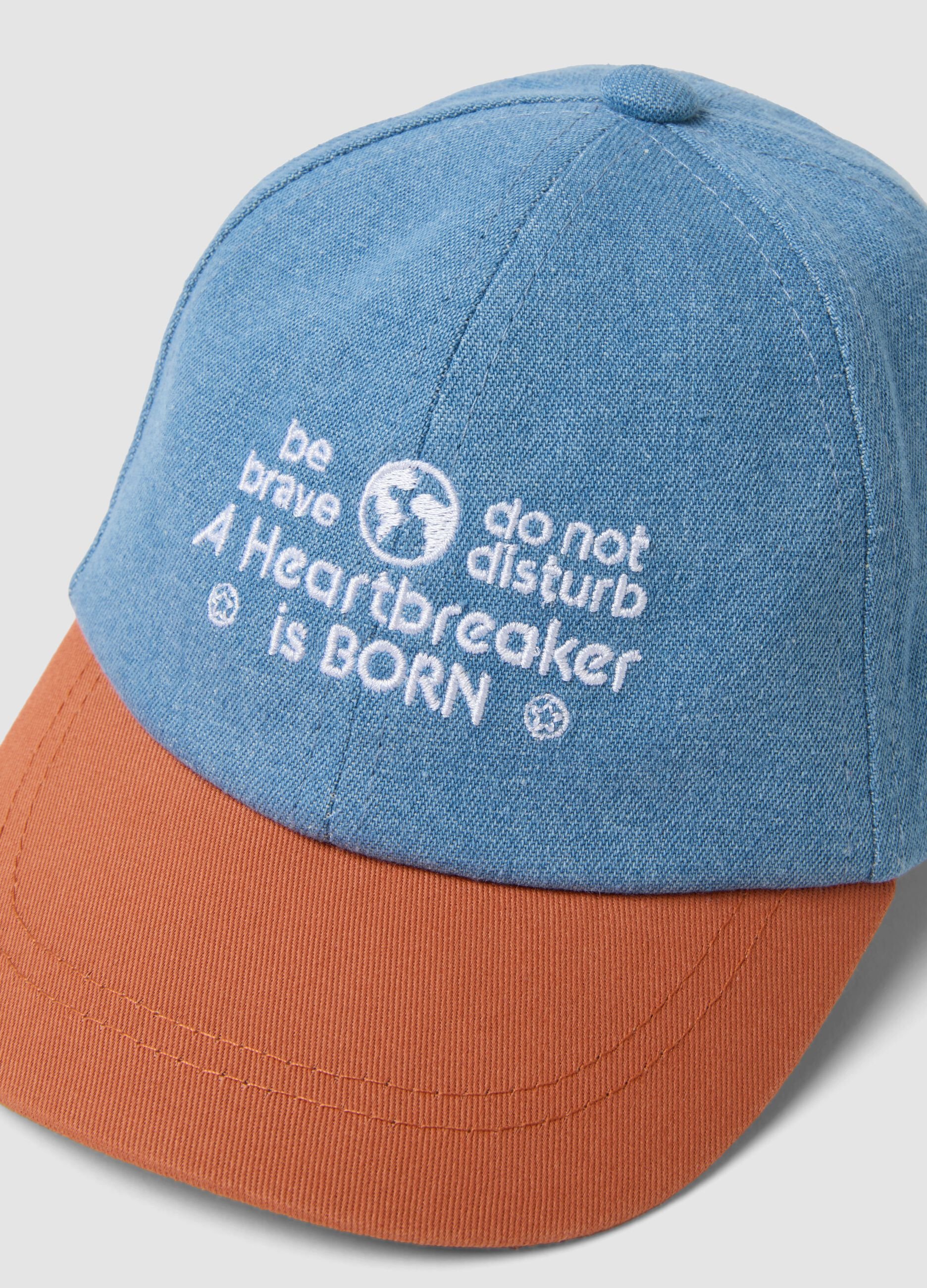 Bon&eacute; de baseball azul e laranja em mistura de algod&atilde;o e viscose