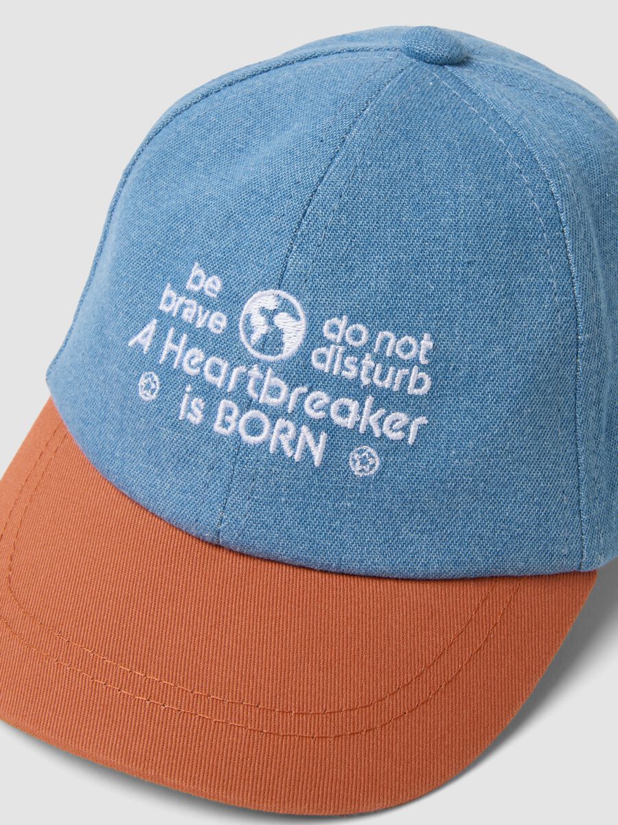 Blue and orange baseball cap in a cotton-viscose blend_1