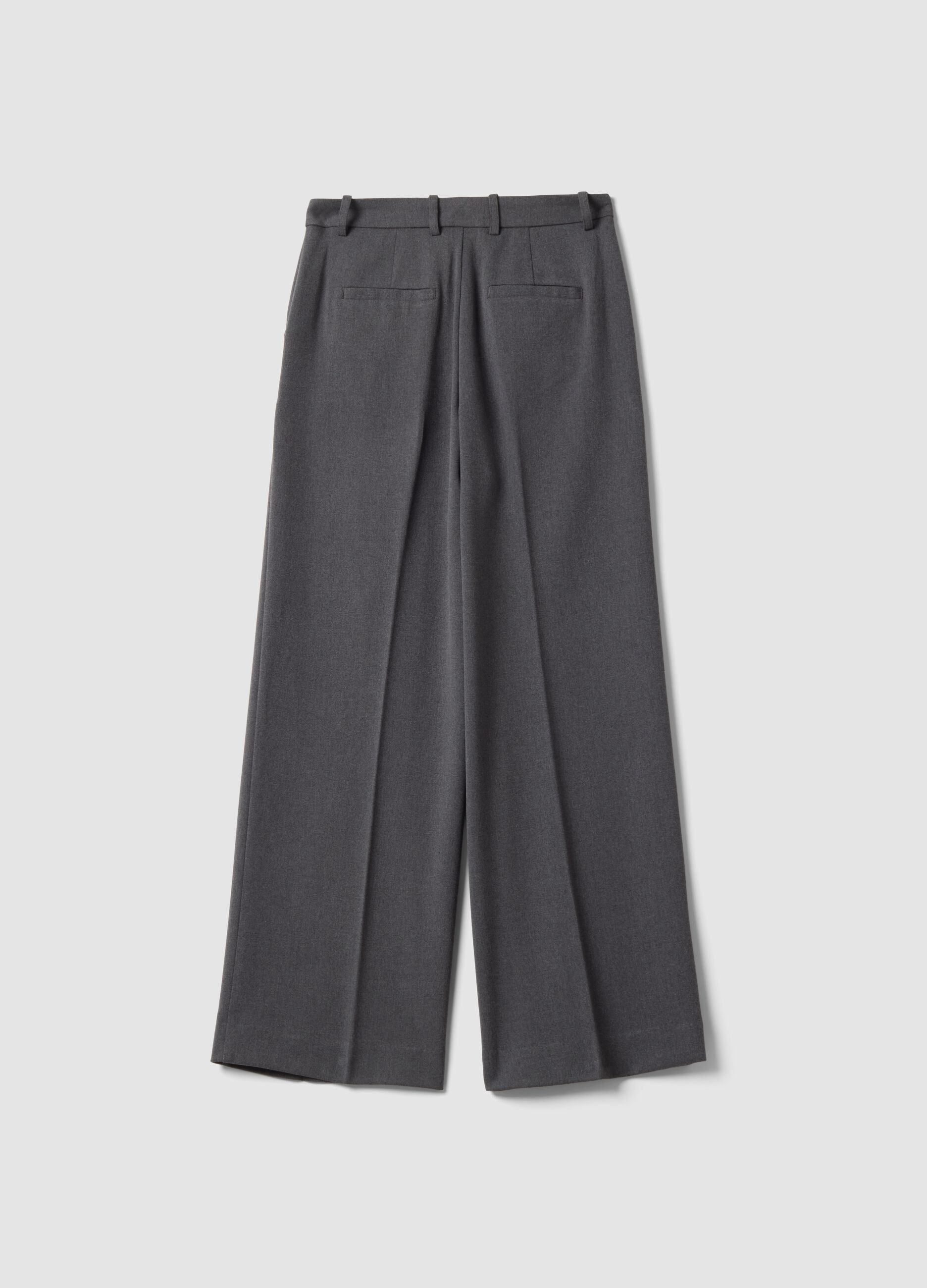 Pantaloni formali grigi flare in viscosa elasticizzata