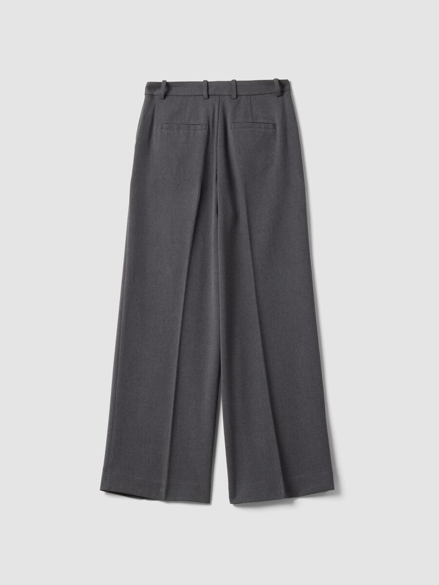 Pantaloni formali grigi flare in viscosa elasticizzata_2