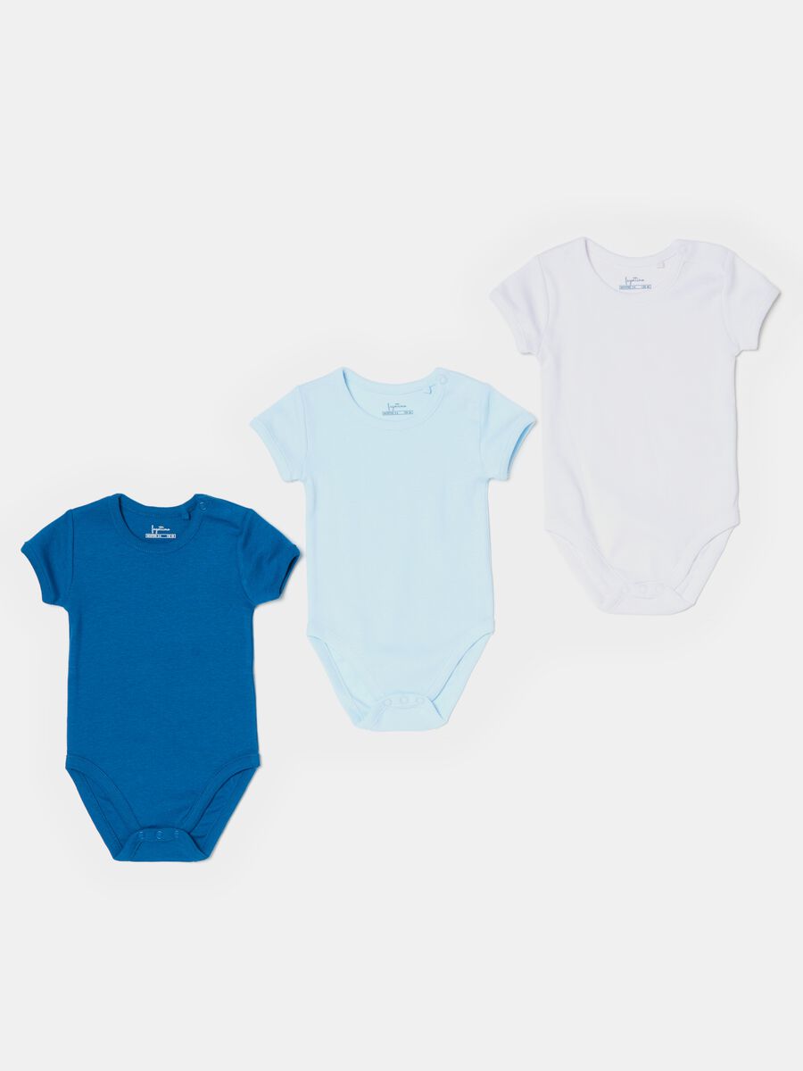 Three-pack short-sleeved bodysuits in cotton_0