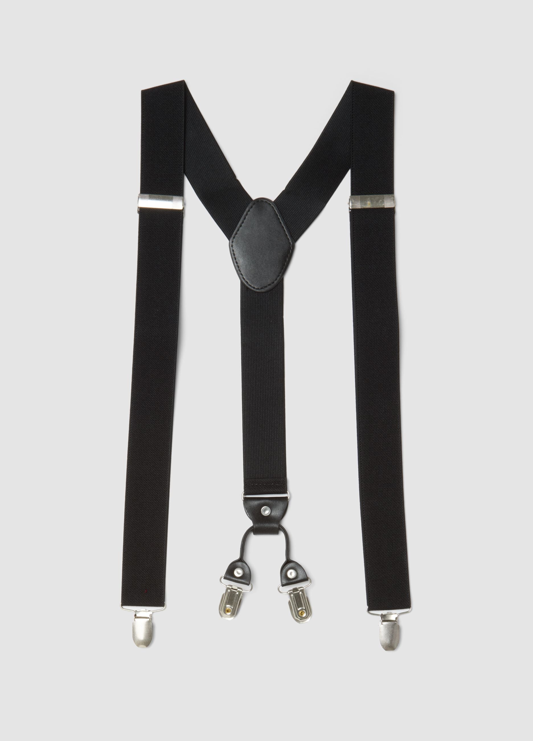 Black elasticated braces with metal clips