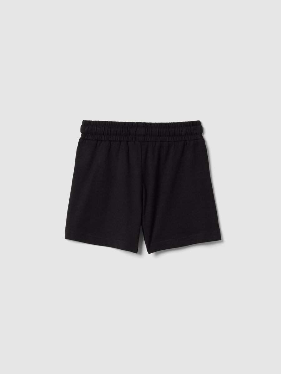 Girls&rsquo; black pure cotton shorts, regular fit_1