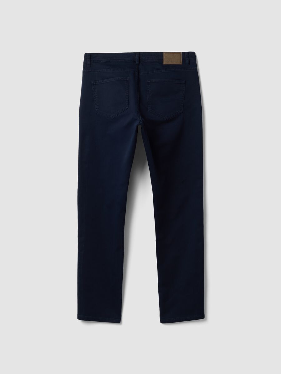 Green slim-fit stretch cotton dobby trousers_2