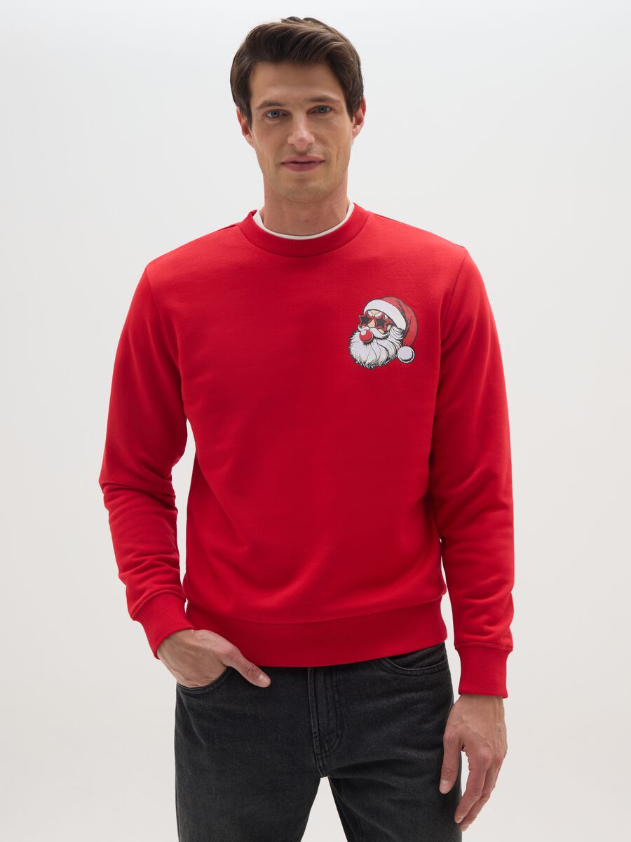 Red Christmas sweatshirt in cotton blend regular fit with print_0