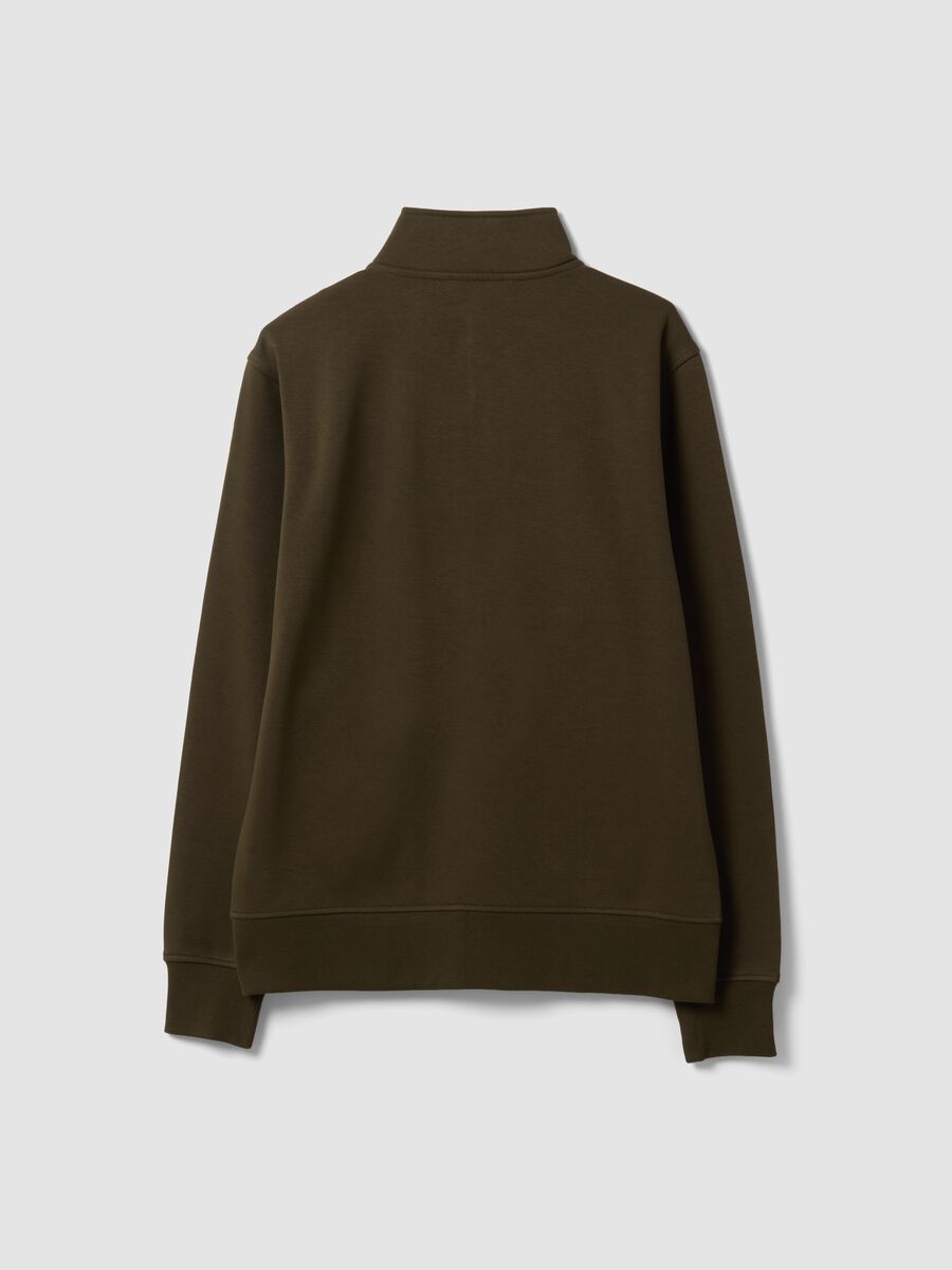 Green cotton-blend regular-fit sweatshirt with zip and crew neck_6