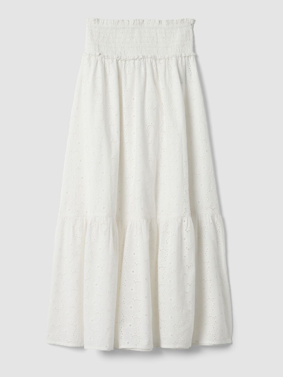 Long white broderie anglaise skirt in pure cotton_4
