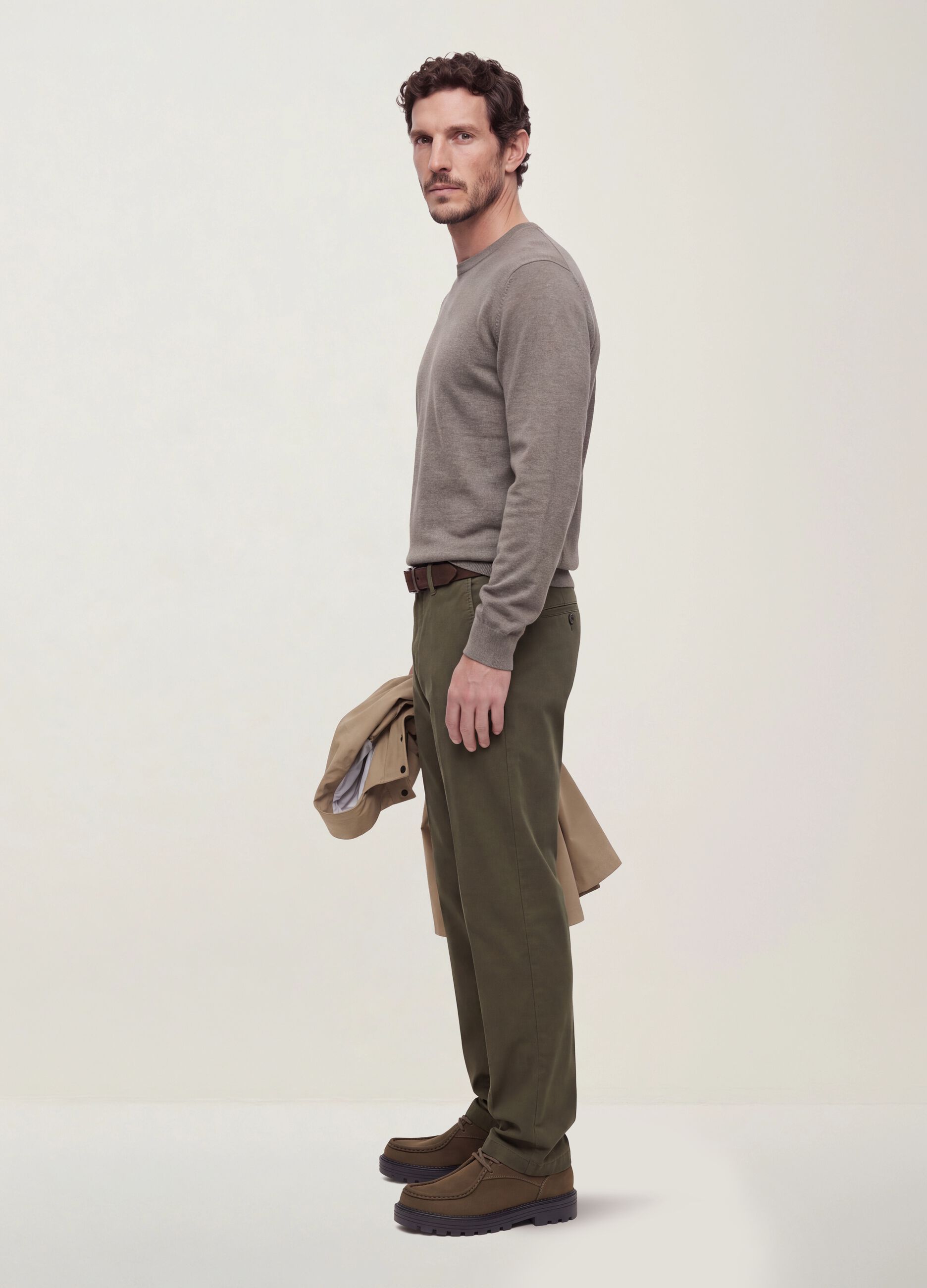 Green slim-fit stretch cotton twill chino trousers