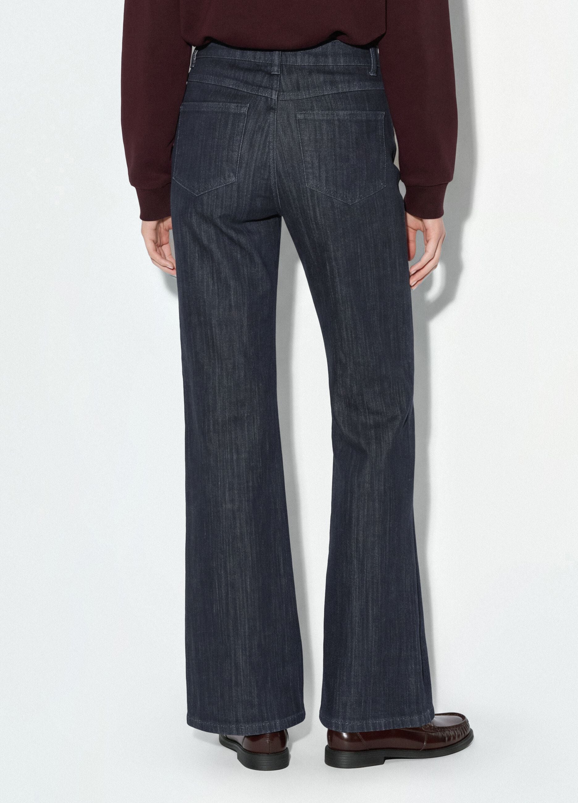 Jeans denim blu bootcut in cotone elasticizzato