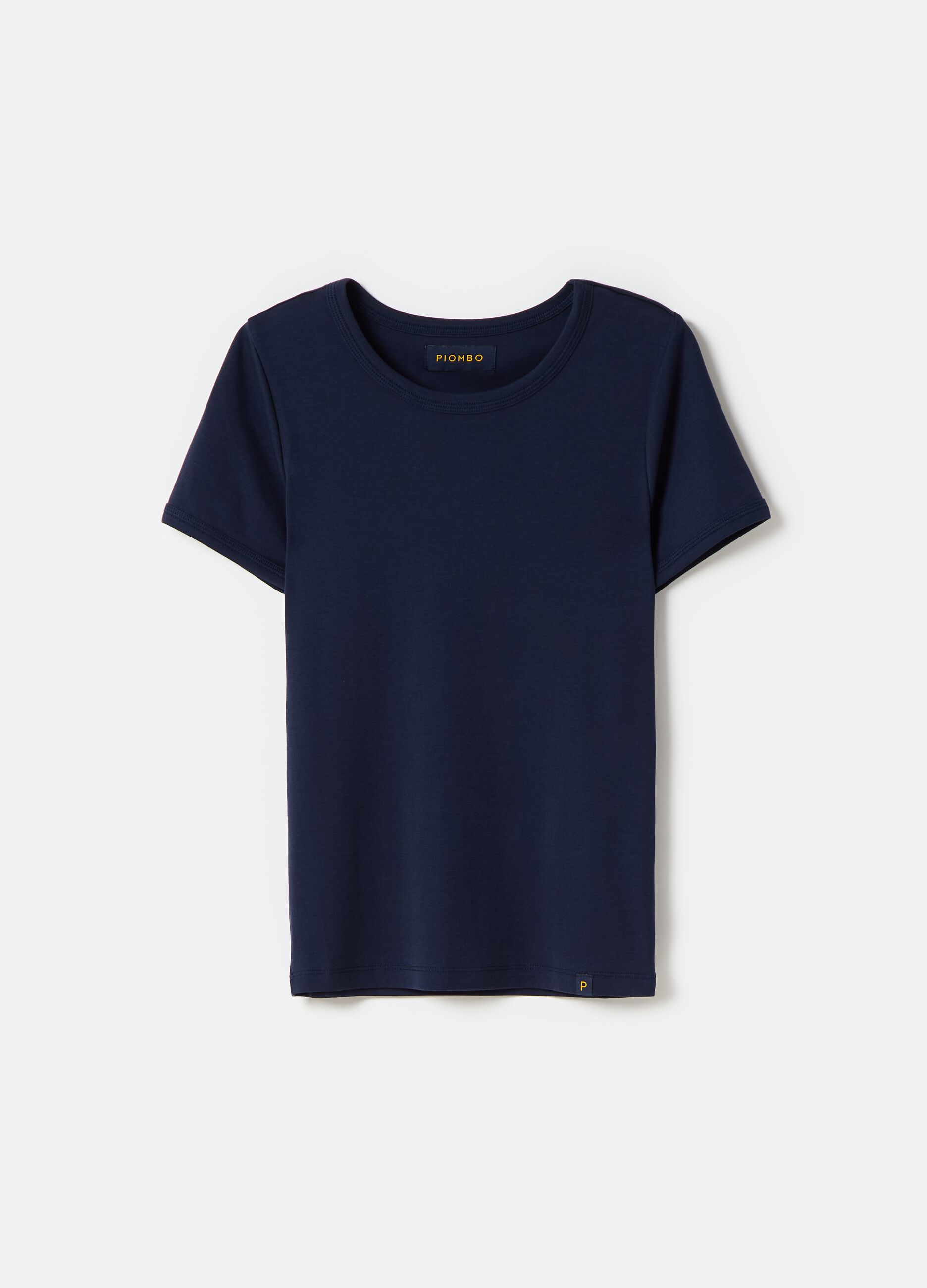 T-shirt girocollo in cotone stretch