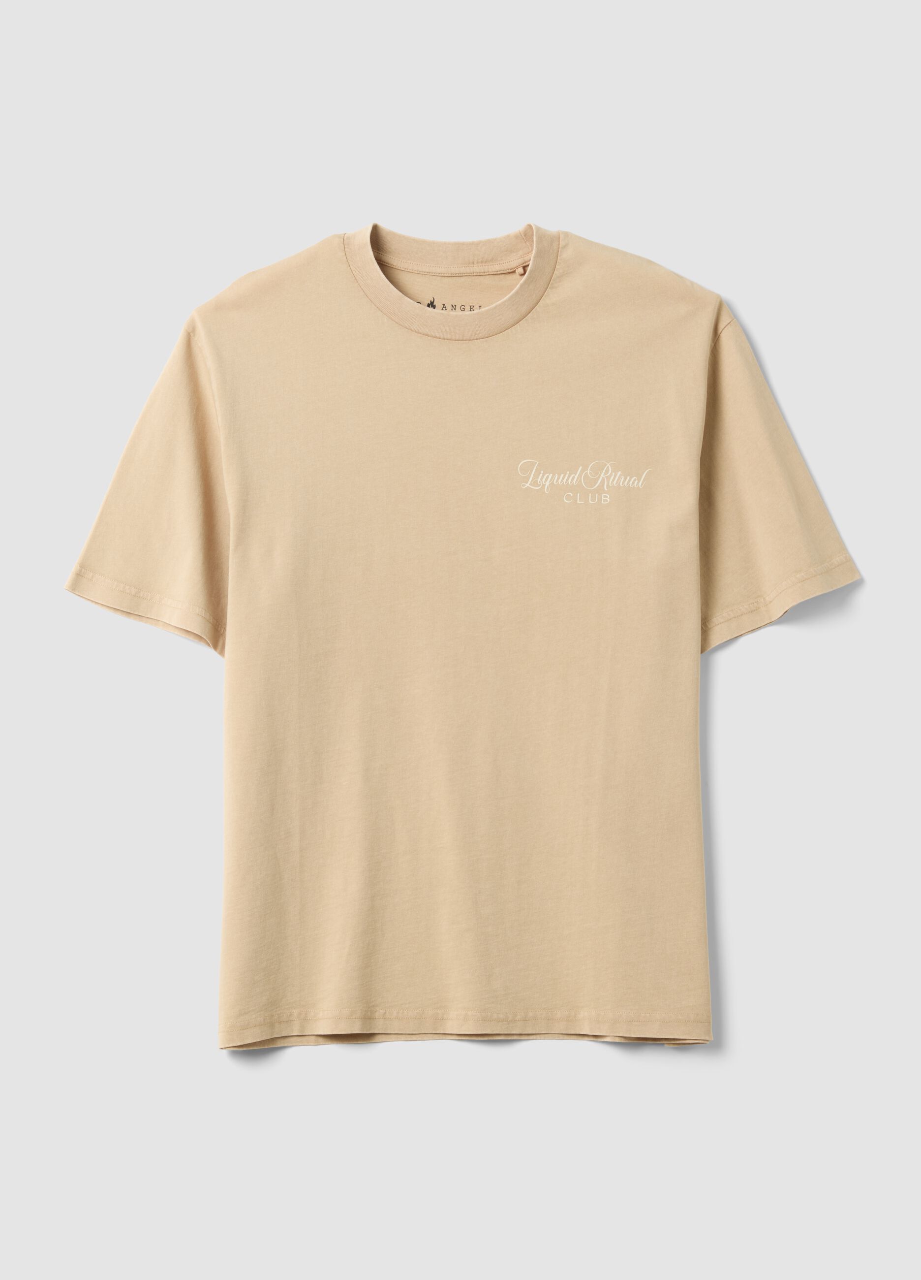 Beige short-sleeve pure cotton T-shirt