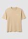 Beige short-sleeve pure cotton T-shirt_0