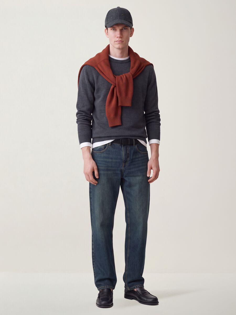 Maglia grigia girocollo in jersey knit regular fit_1