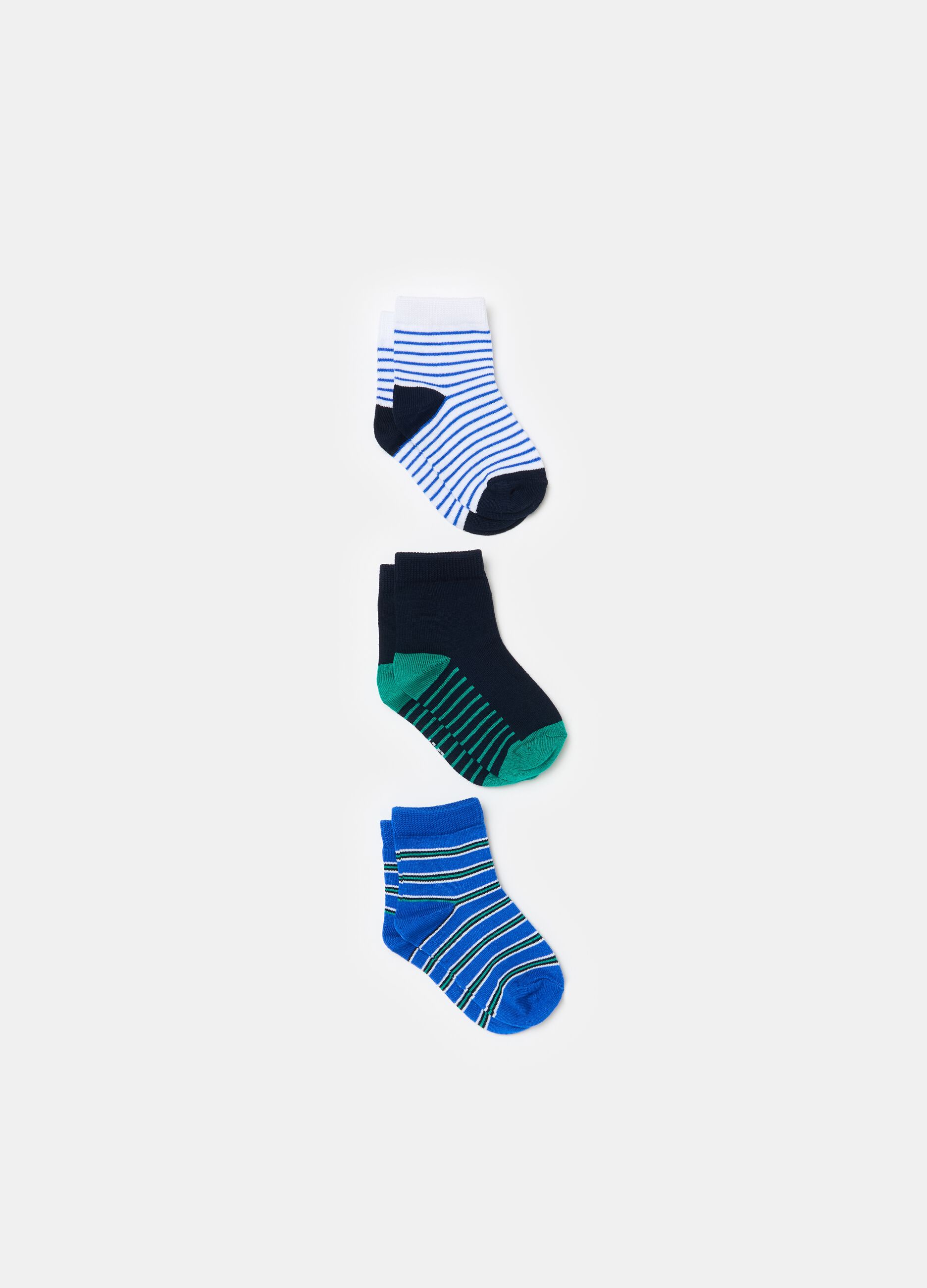 Three-pack short socks with striped pattern