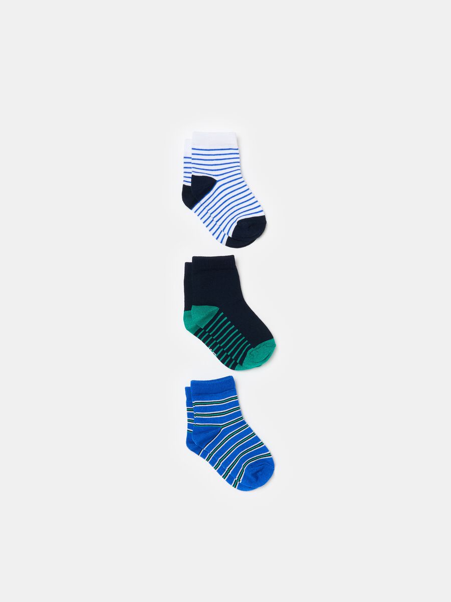 Three-pack short socks with striped pattern_0
