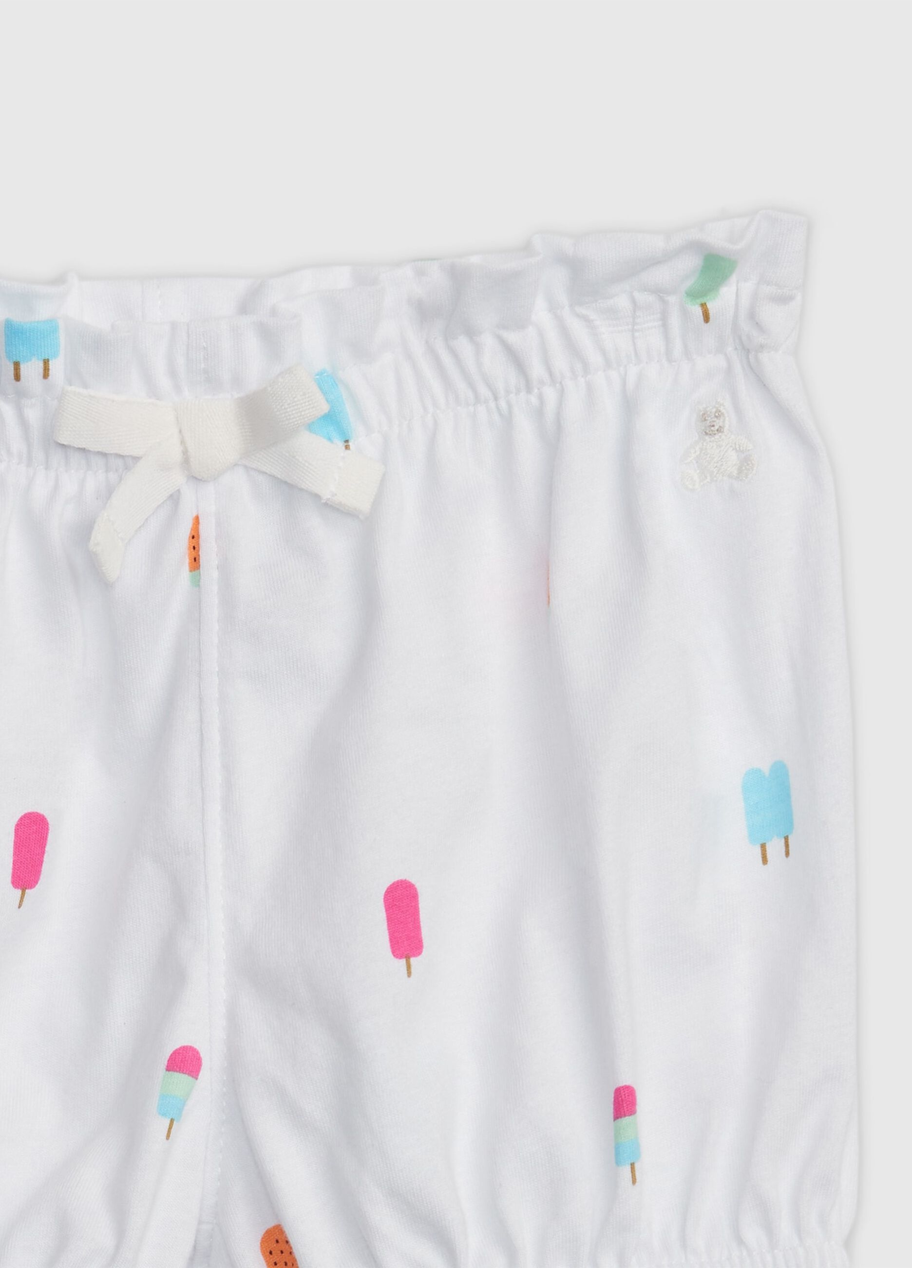 Shorts de algodón con estampado y bordado