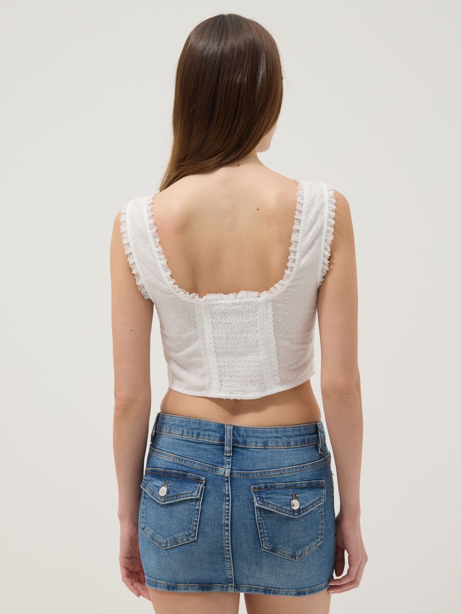 White pure cotton waistcoat with lace_3