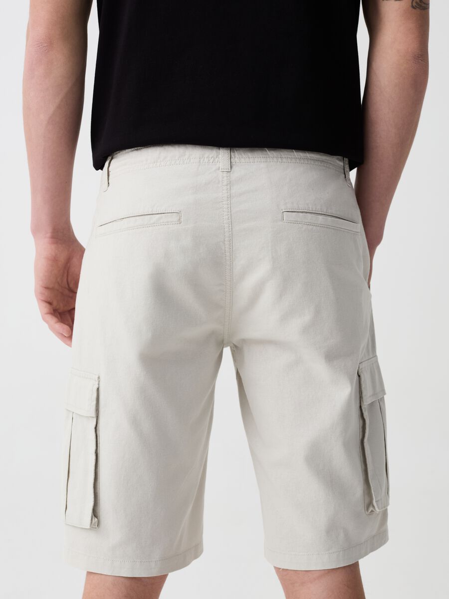 Bermuda joggers in cotton and linen_1