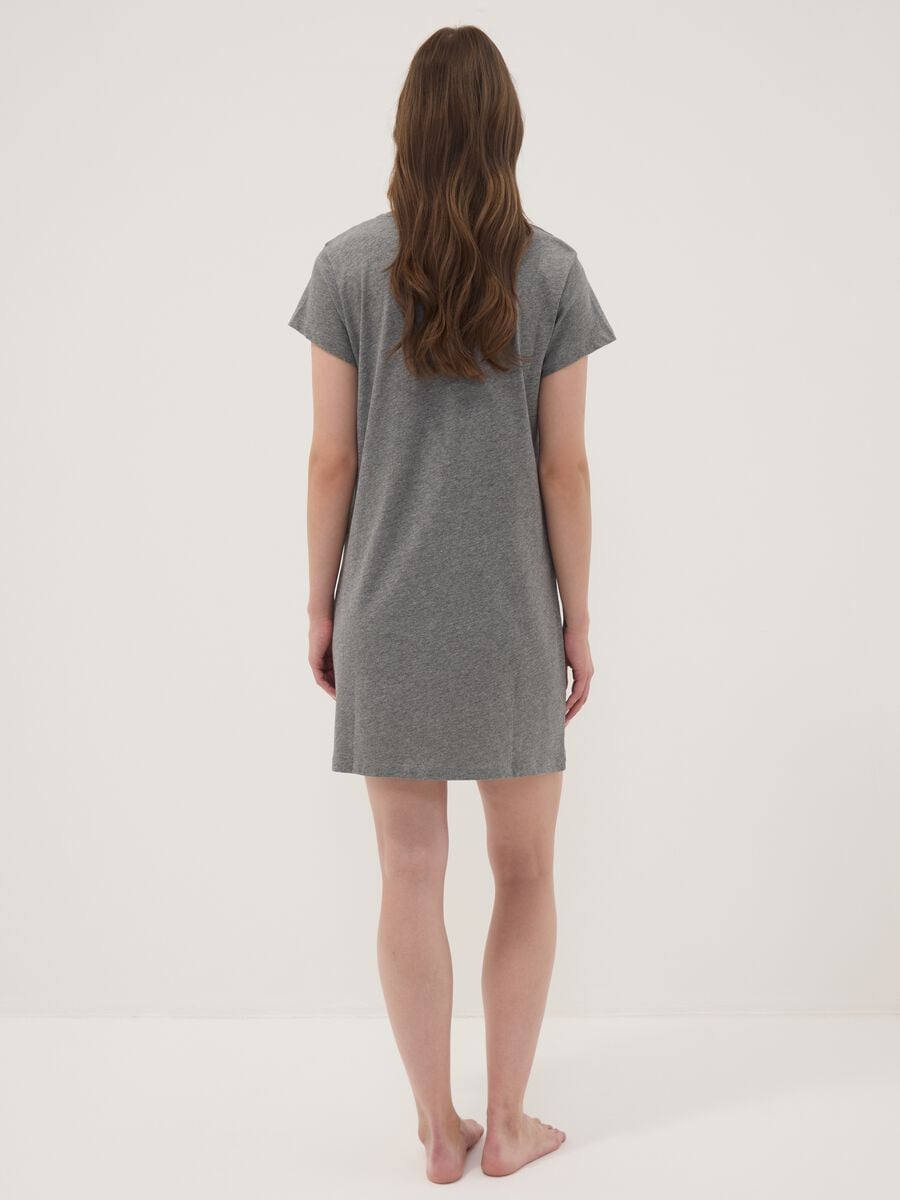 Grey nightdress in organic cotton and viscose blend_3