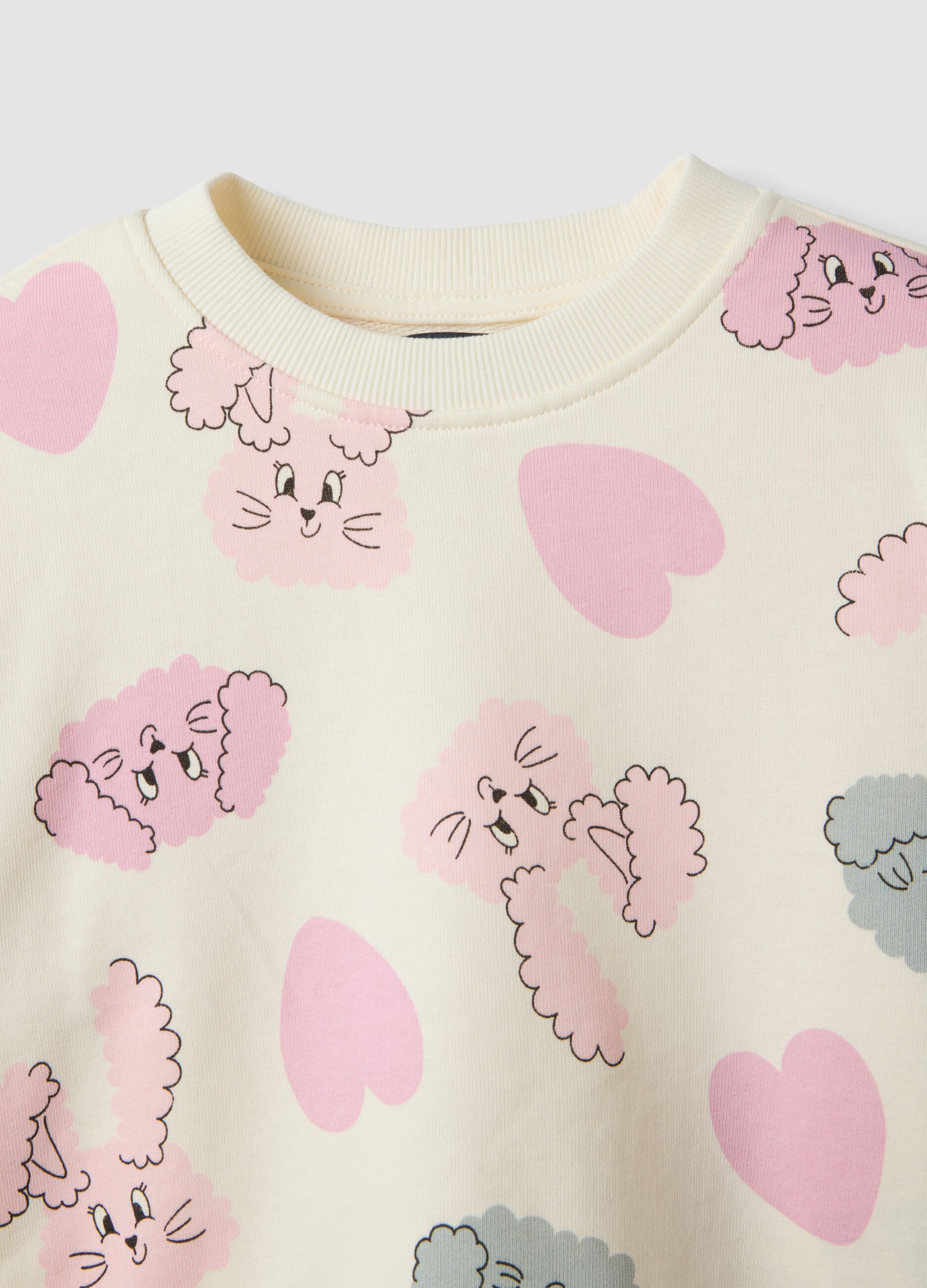 Multicoloured pure cotton girls&rsquo; set with sweatshirt and puppy print