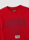 Red boys&rsquo; sweatshirt in pure organic cotton with crew neck and print_5