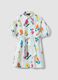 Vestido blanco de ni&ntilde;a de algod&oacute;n puro con estampado floral, corte regular_3