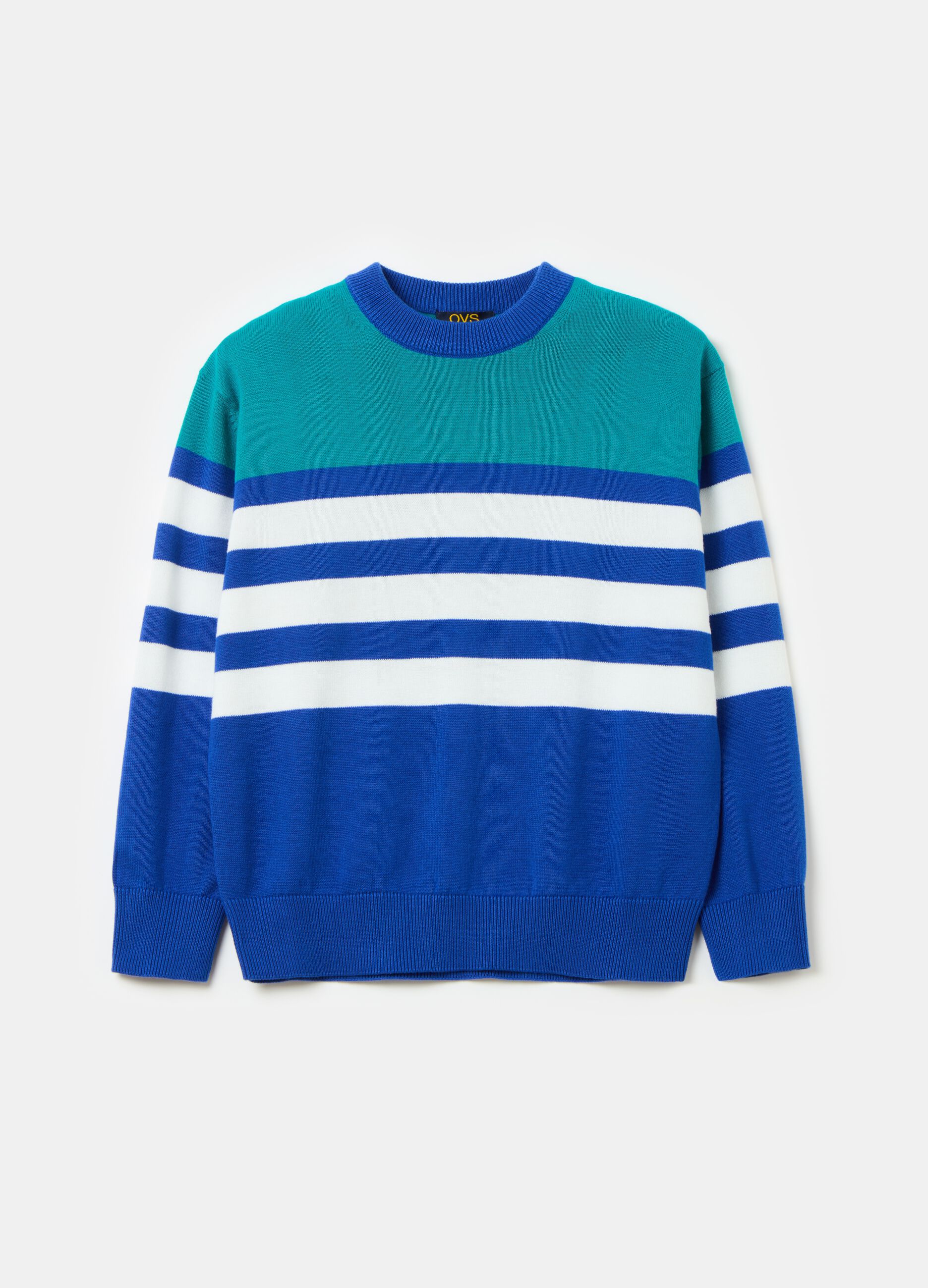 Pullover with round neck and striped design