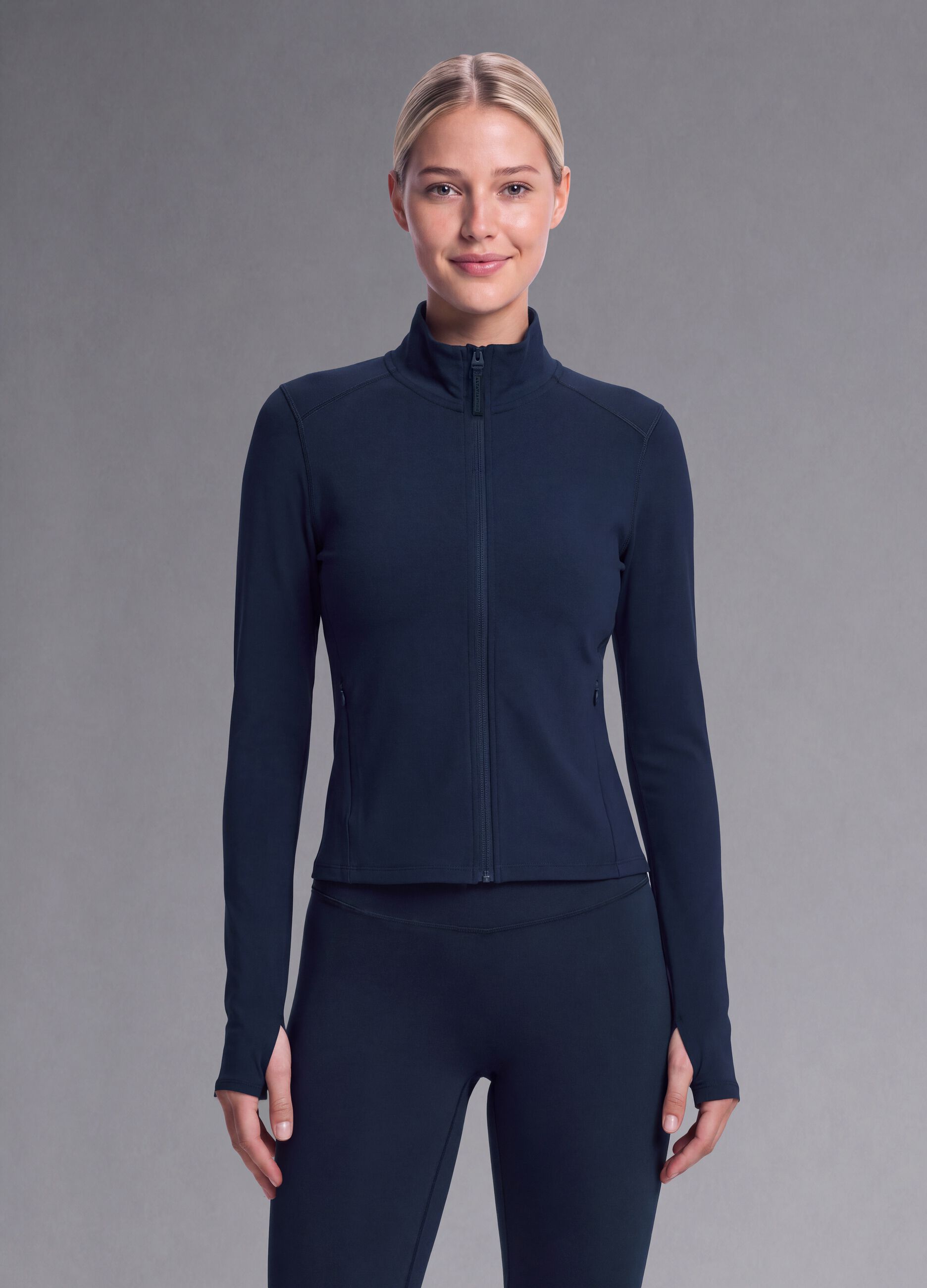 Blue fitted full-zip in stretch fabric ALTAVIA STUDIO