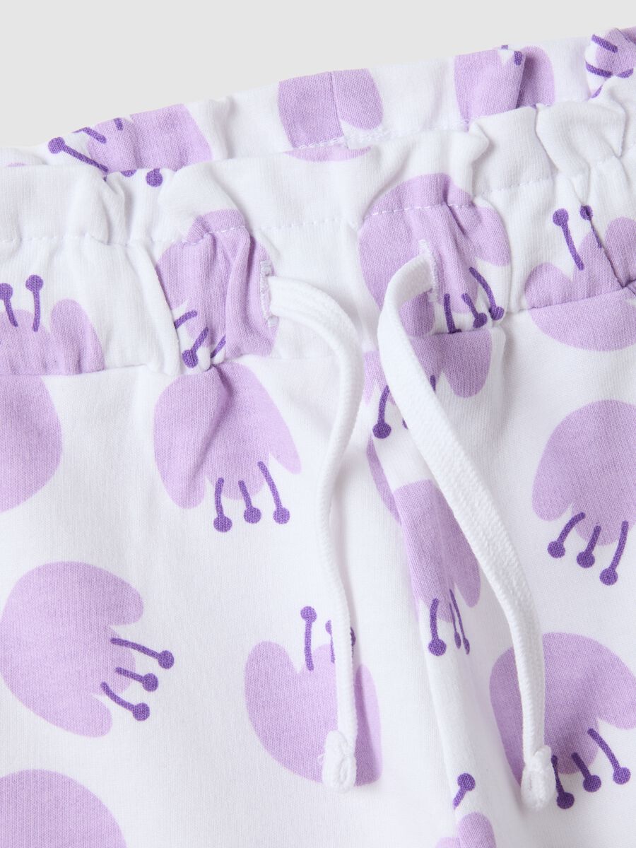 Girls' regular fit white pure cotton shorts with prints_3
