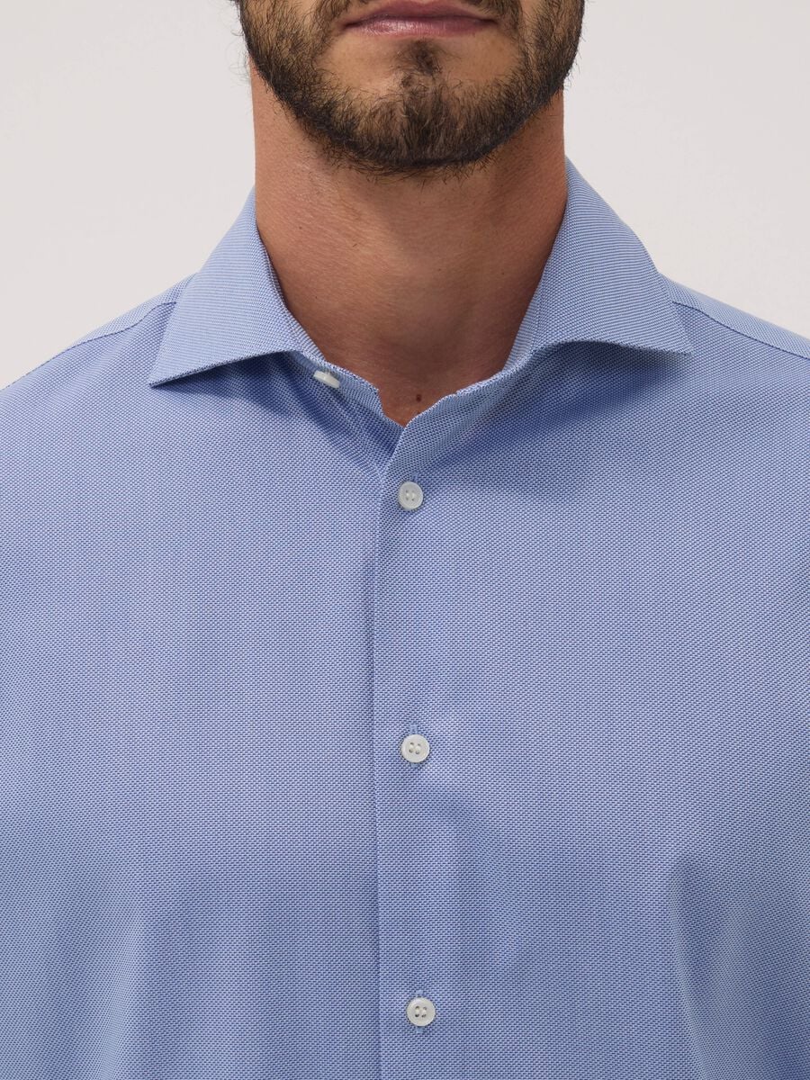 Air force blue lyocell-blend regular fit easy-iron shirt_1