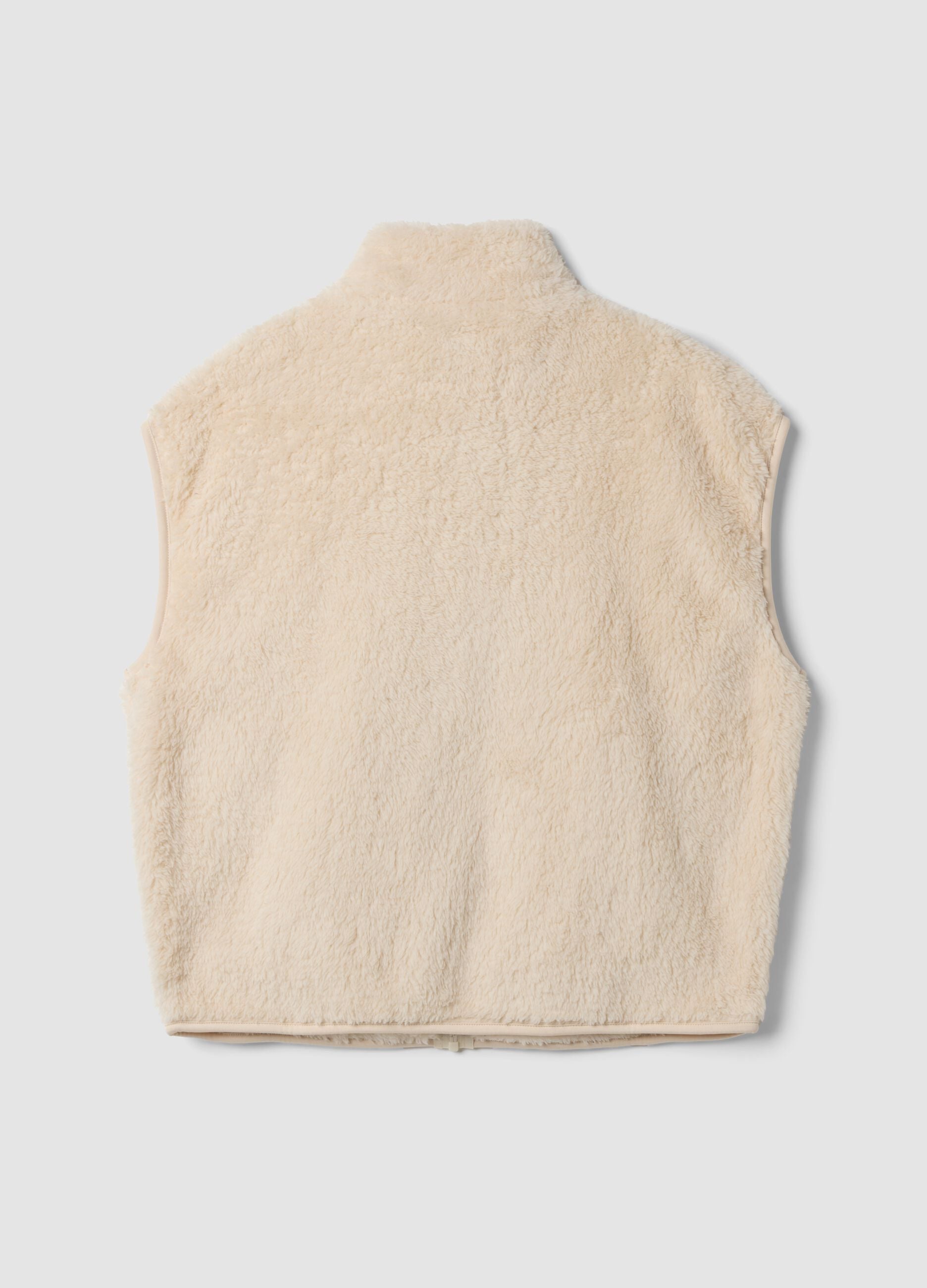 Gilet bianco regular fit con effetto teddy