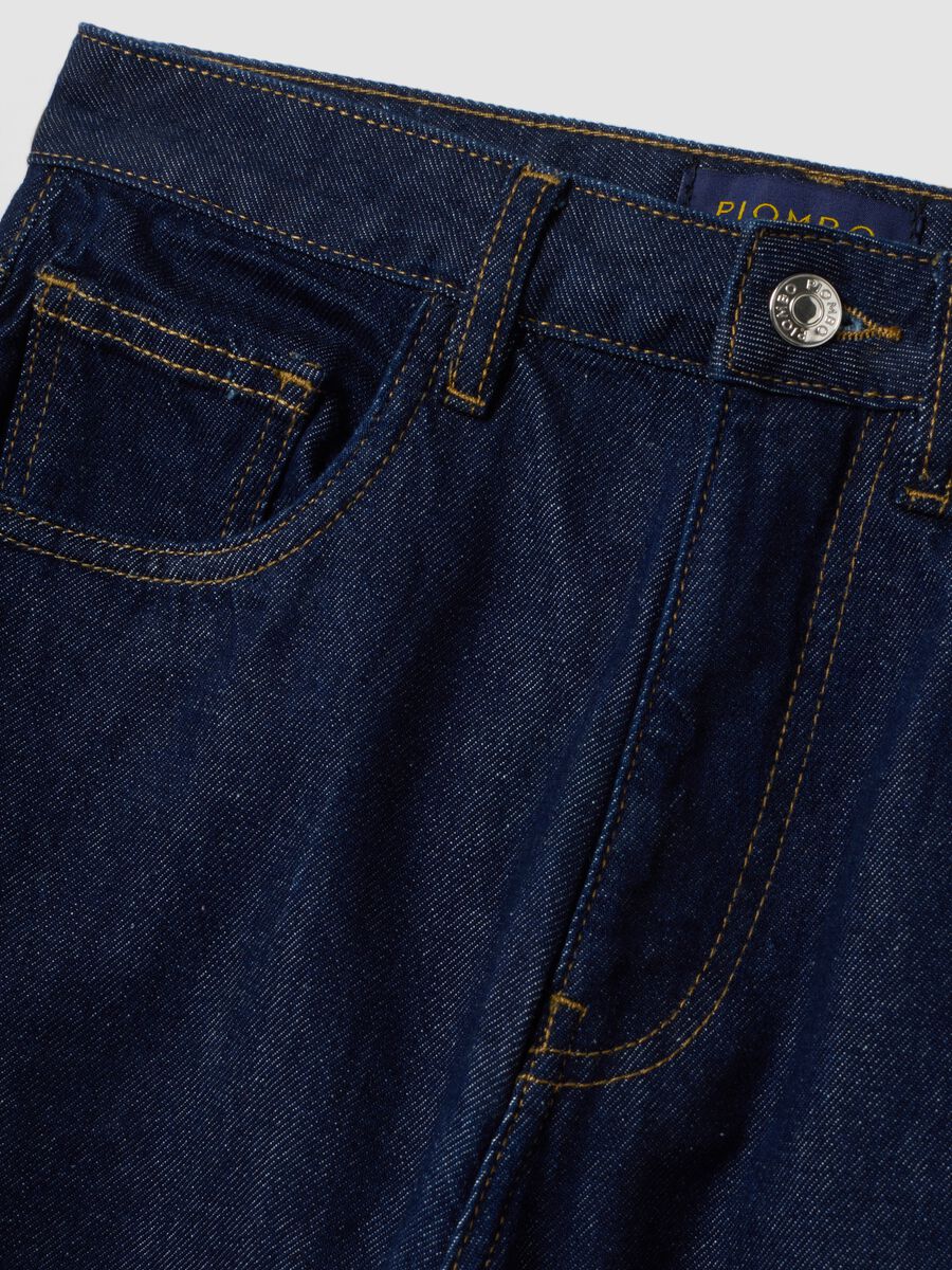 Blue denim straight-fit jeans in pure cotton_5