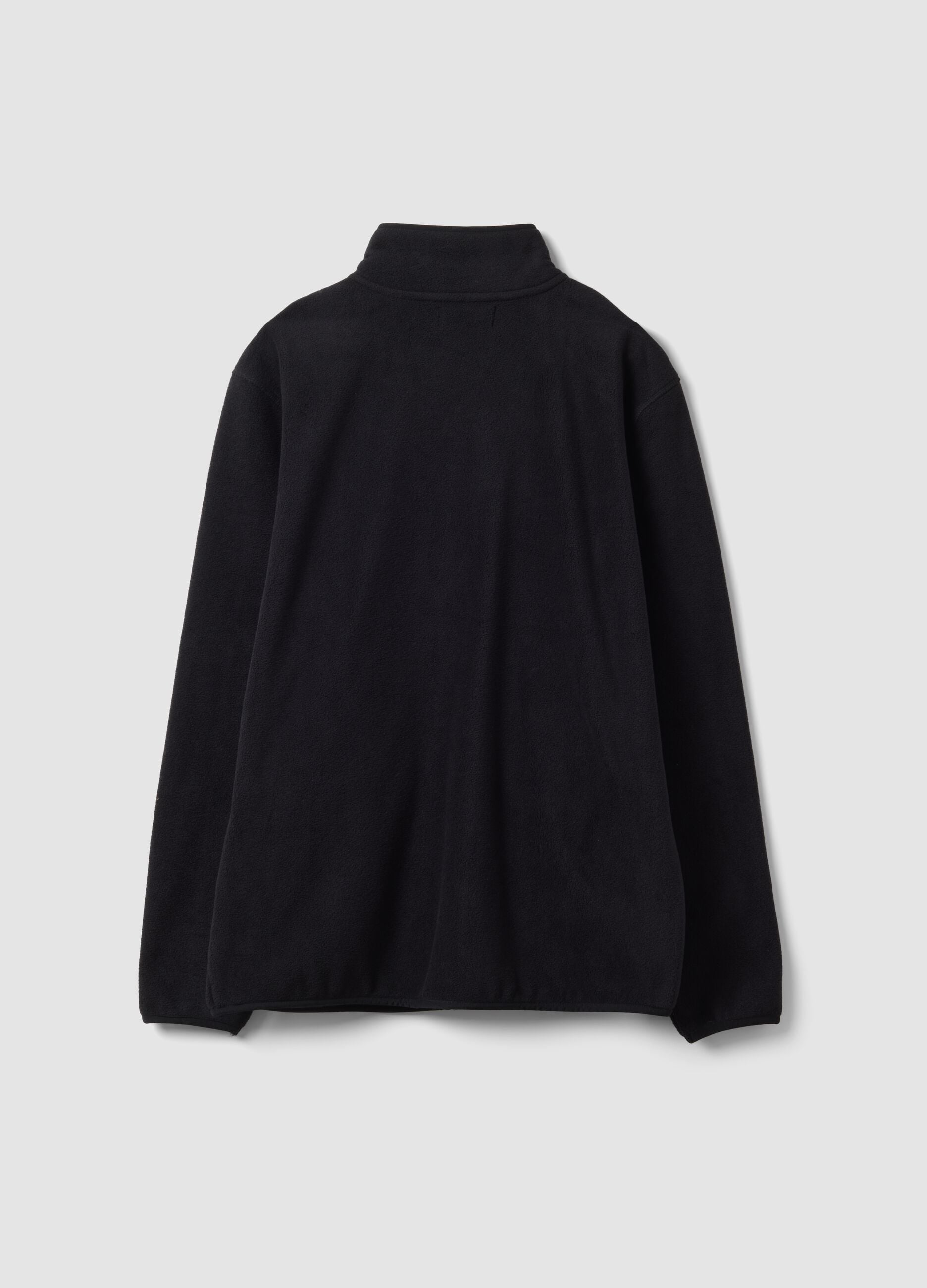 Black fleece sweatshirt with collar, regular fit