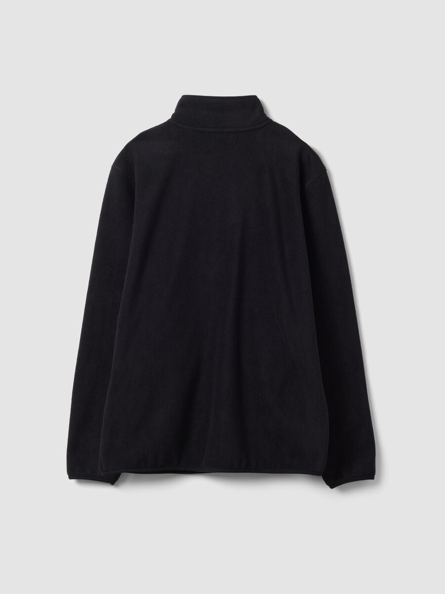Black fleece sweatshirt with collar, regular fit_2