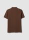 Brown pure cotton piqu&eacute; polo shirt with classic collar, regular fit_1