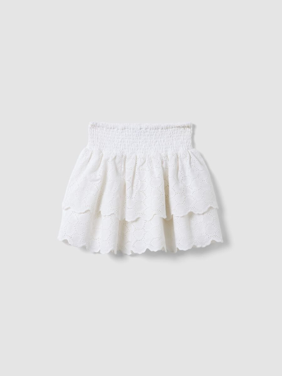 White pure cotton mini skirt_0