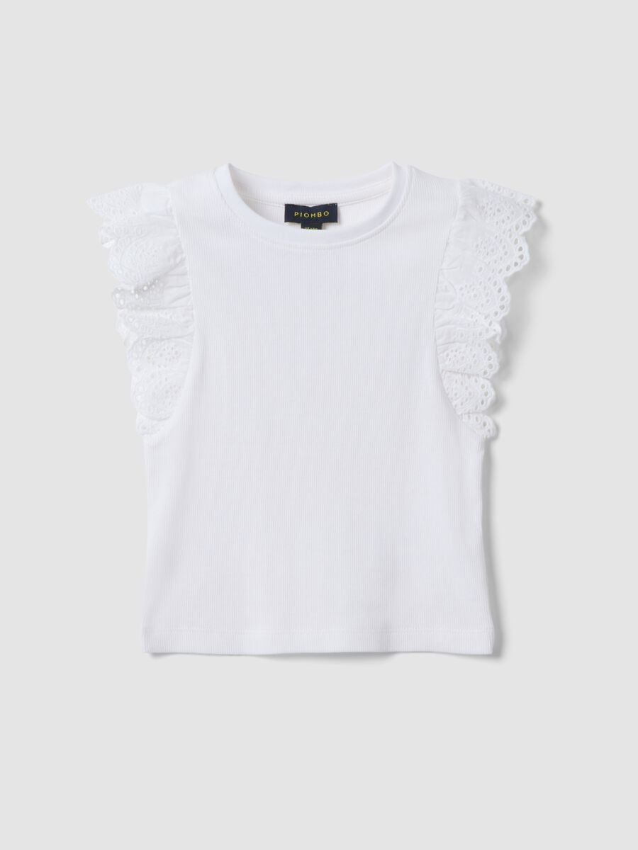 White stretch cotton girls&rsquo; vest top with ruffles_3