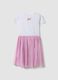 Abito mini rosa e bianco in cotone elasticizzato con tulle per bambina regular fit_1