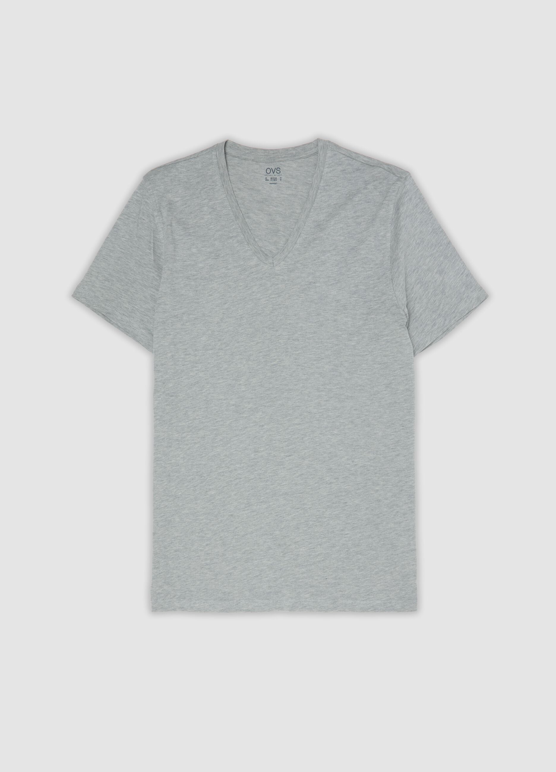 Grey Supima cotton regular-fit V-neck T-shirt