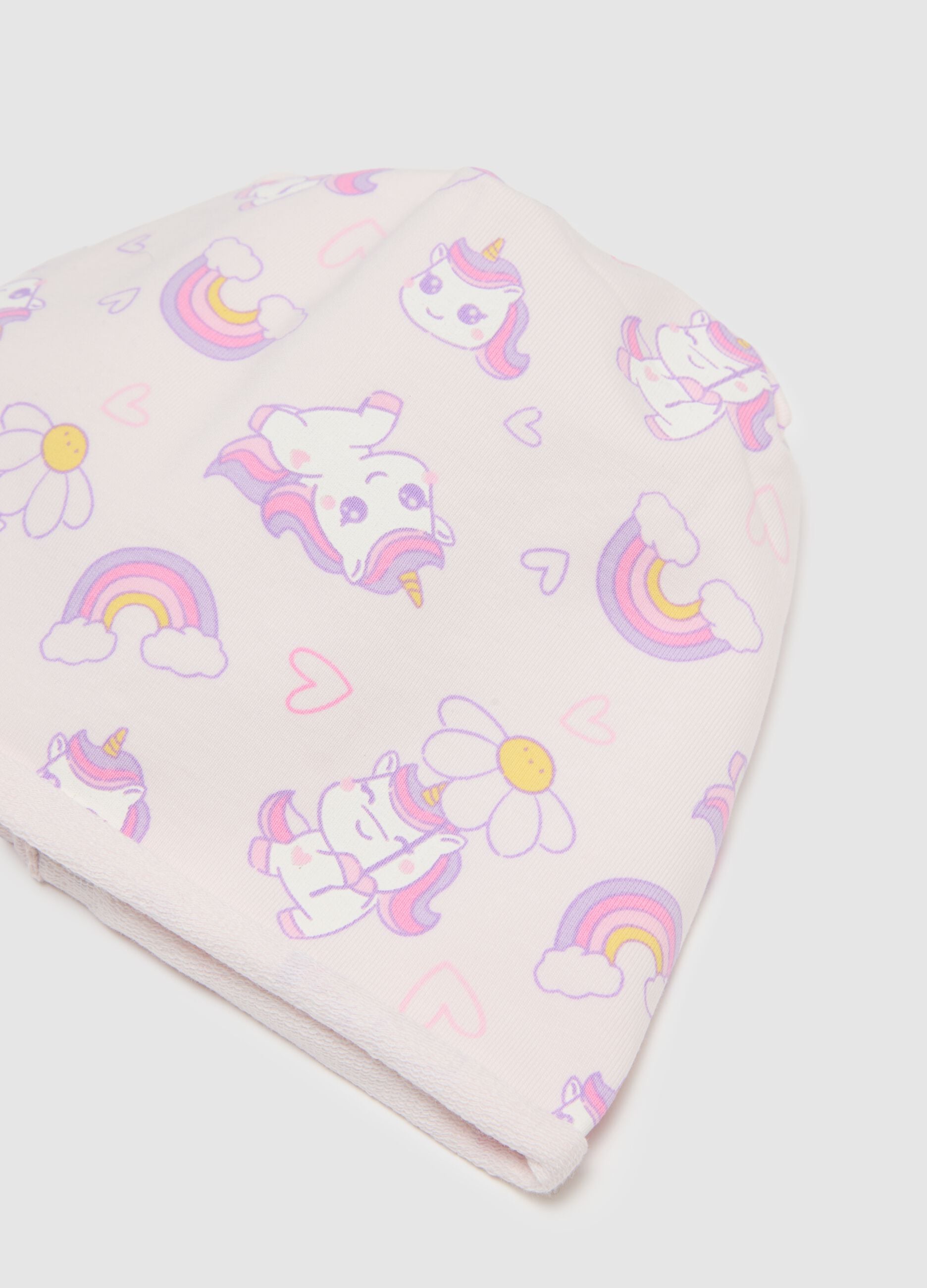 Bon&eacute; multicolorido de algod&atilde;o el&aacute;stico para menina com estampas