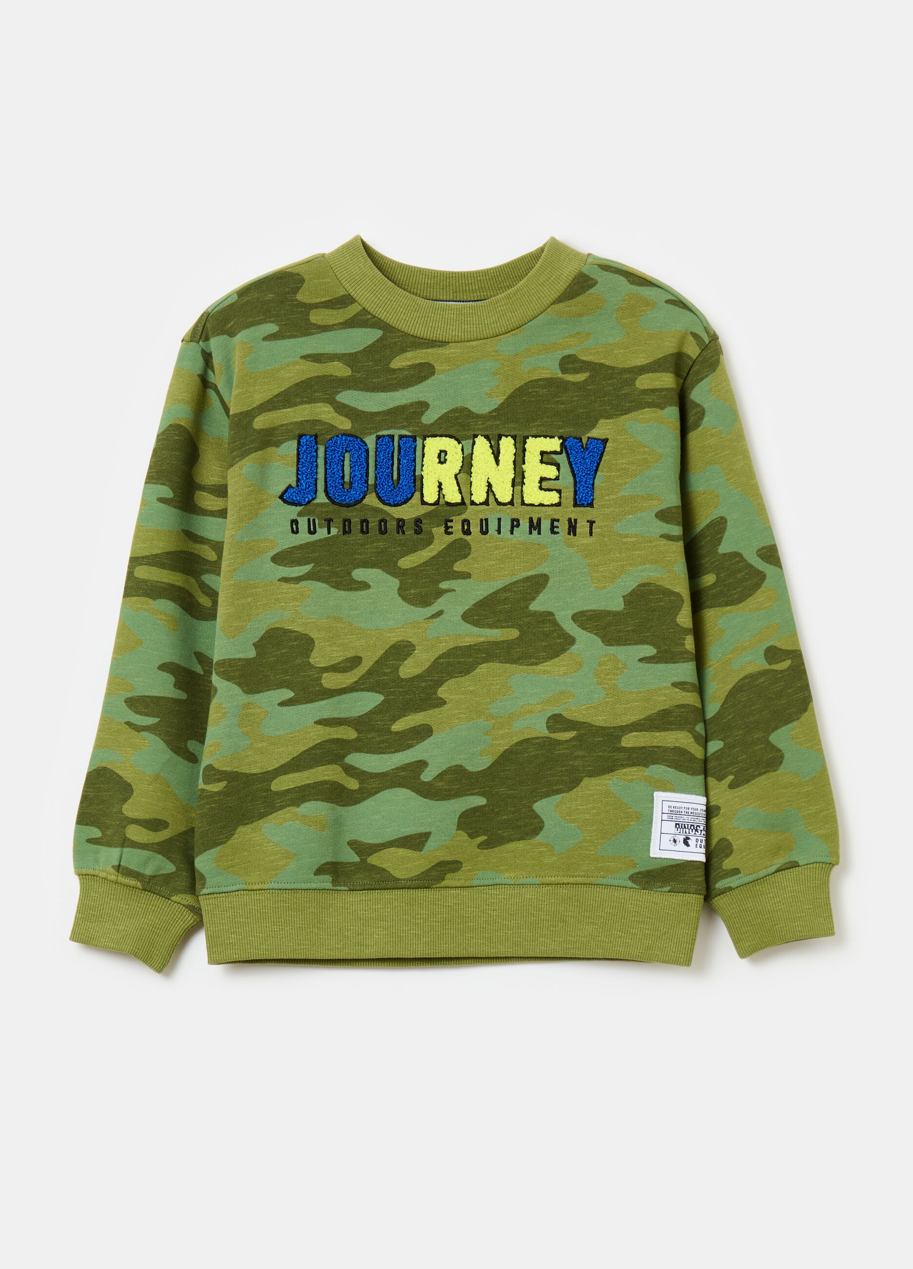 Sweatshirt in camouflage cotton with logo embroidery