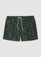 Green boxer swim shorts with palm print_0