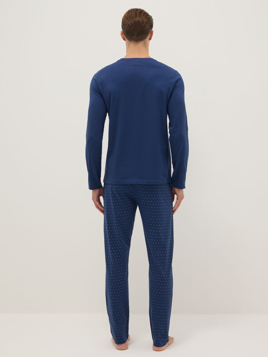 Pijamas azuis de algod&atilde;o puro ajuste regular_2