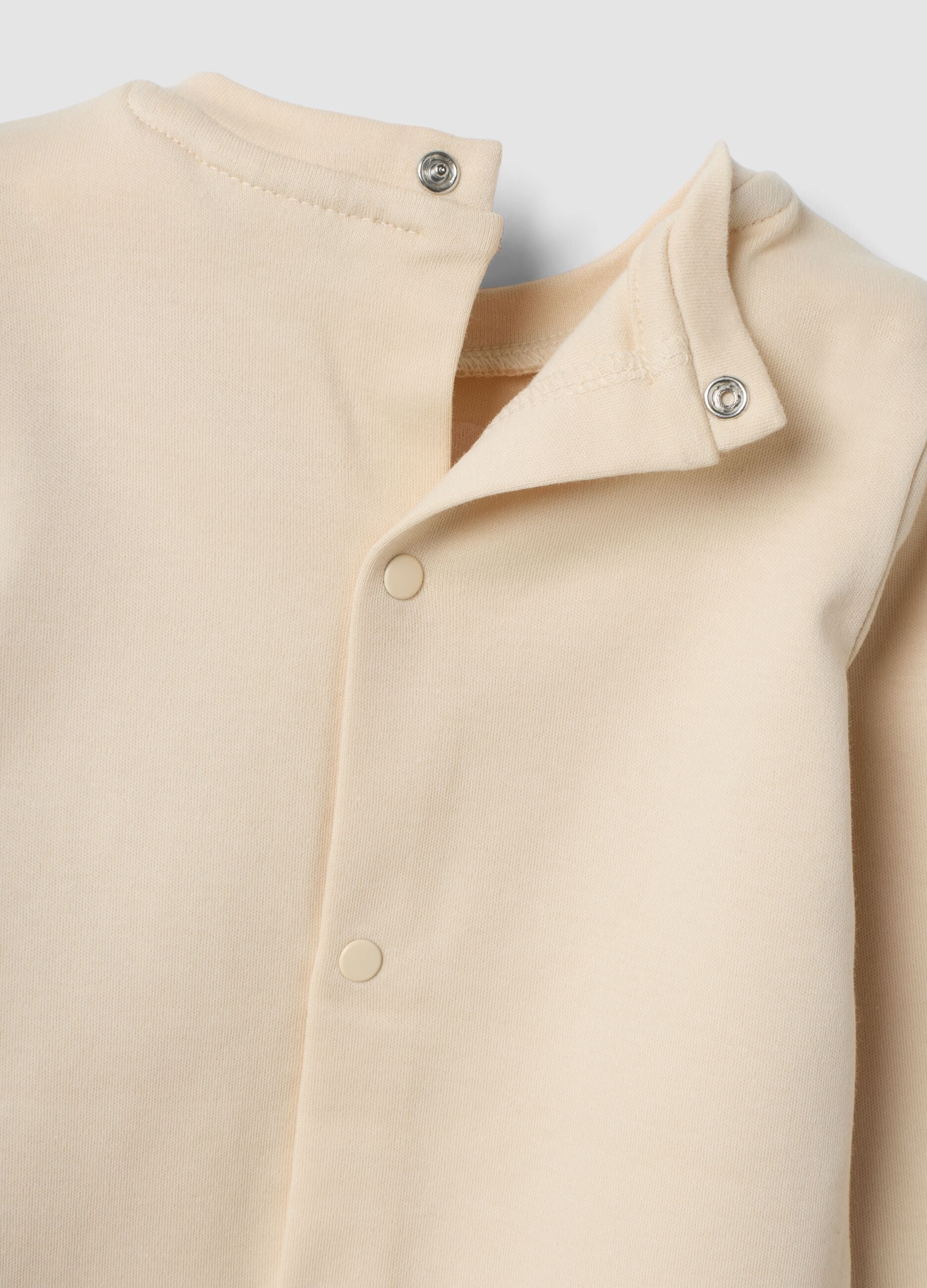 Beiges Rundhals-Shirt aus reiner Bio-Baumwolle