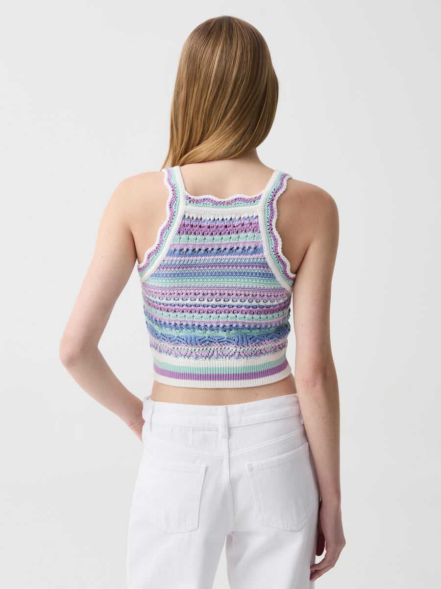 Cropped tank top with multicoloured crochet_2