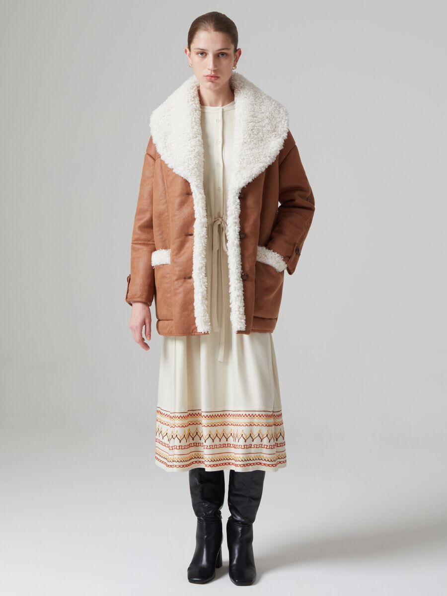 Oversize faux sheepskin jacket with sherpa lining_1