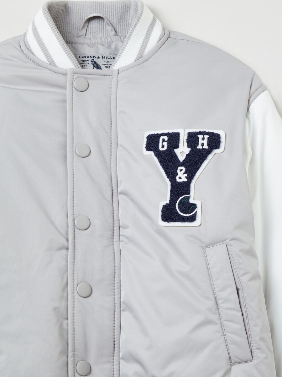 Padded varsity jacket with lettering patch_1