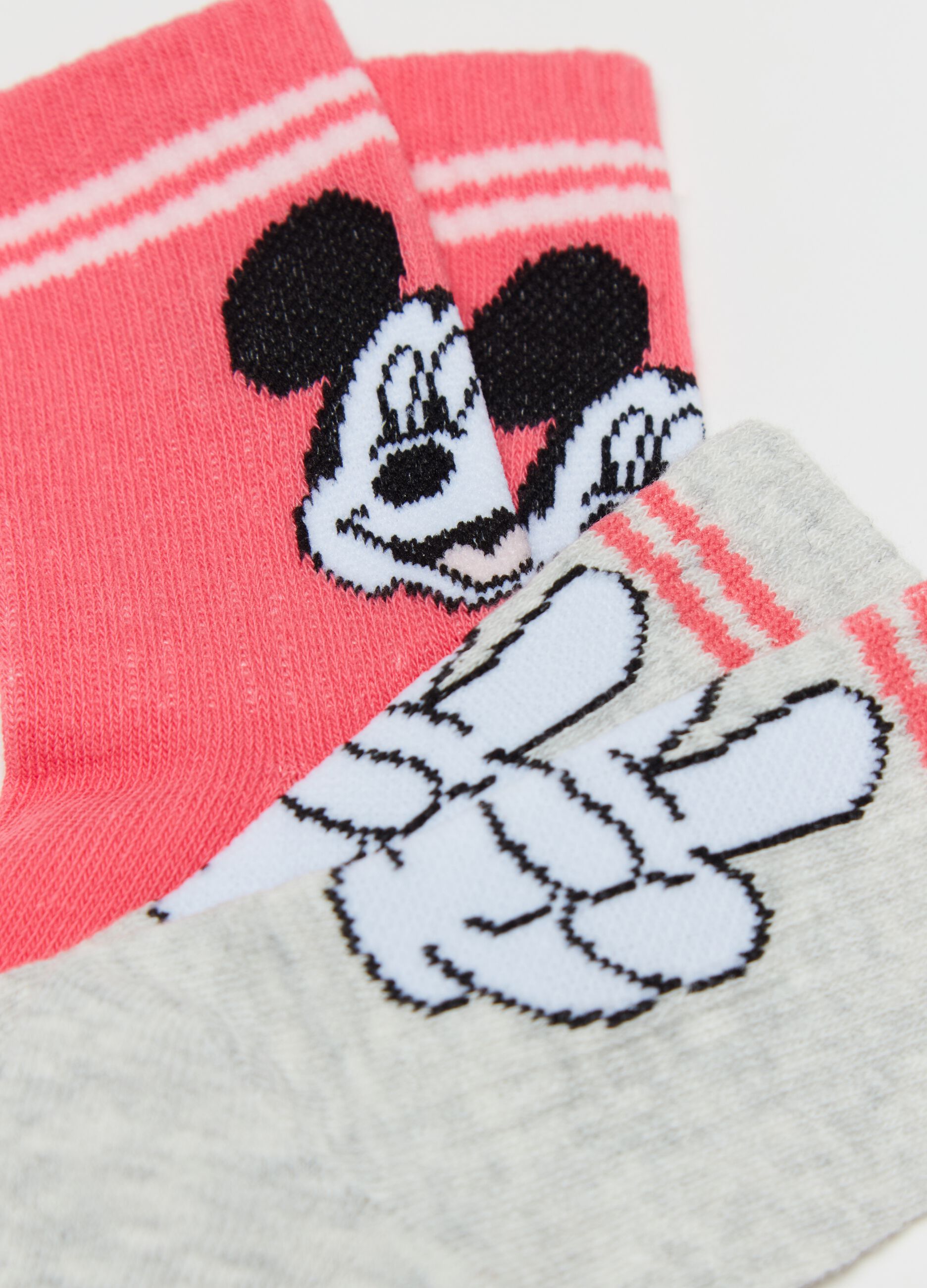 Three-pair pack short socks with Minnie and Mickey Mouse