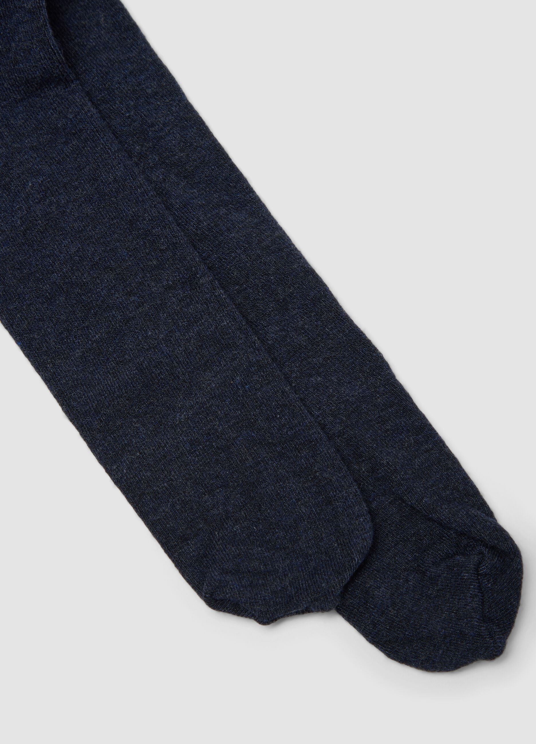 Midnight blue stretch viscose and cashmere tights